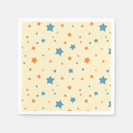 Blå och orange stjärnmönster Elegant stjärnhimmel Pappersservett