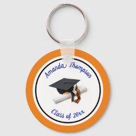 Blå och Orange Studentmössa och Tassel Nyckelring