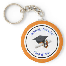 Blå och Orange Studentmössa och Tassel