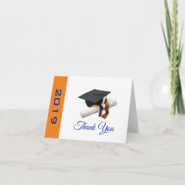 Blå och Orange Studentmössa och Tassel Tack Kort
