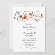 Blå och Orange Wildblommor Bröllop