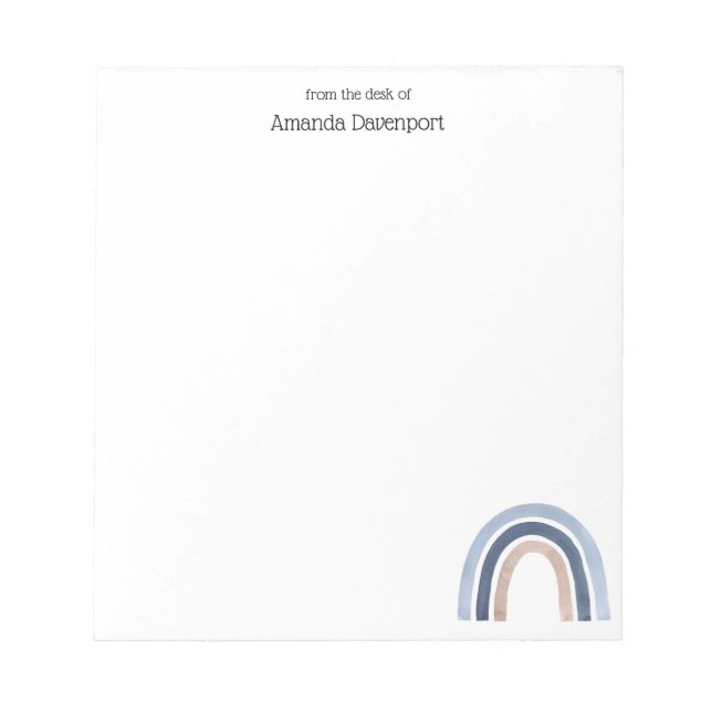 Blå och persiko-regnbåge Boho Design Anteckningsblock (Framsida)