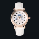 Blå och persiko-regnbåge Boho Design Armbandsur<br><div class="desc">En klocka med en söt och vismisk regnbåge. Blå och persikofärgade vattenfärger.</div>