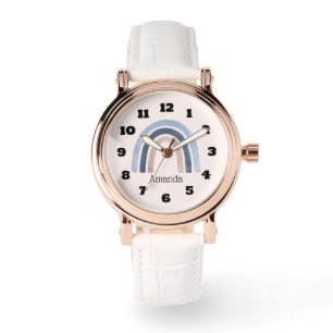 Blå och persiko-regnbåge Boho Design Armbandsur