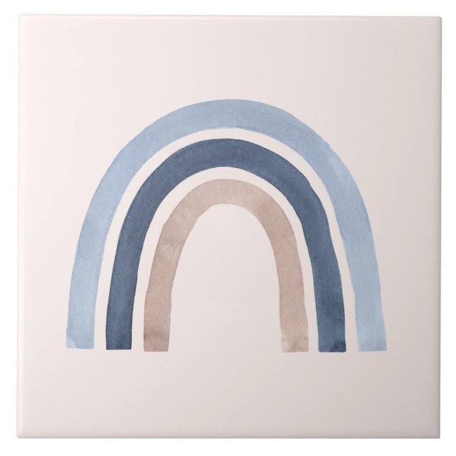 Blå och persiko-regnbåge Boho Design Kakelplatta (Framsidan)