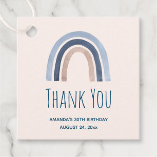 Blå och persiko-regnbåge Boho Design Tack Gåvor Etiketter