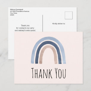 Blå och persiko-regnbåge Boho Design Tack Vykort