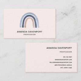 Blå och persiko-regnbåge Boho Design Visitkort
