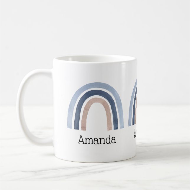 Blå och persikofärgad regnbåge Boho-design Kaffemugg (Vänster)