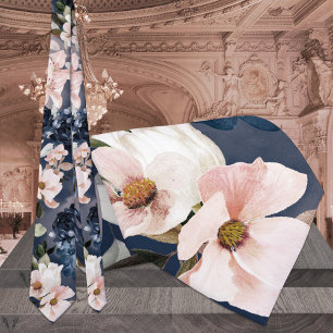 Blå och  ponnyer och lilies Bröllop Slips