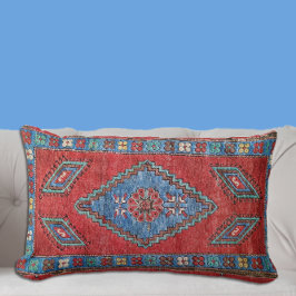 Blå och Ro Antique Turkisk orientalisk Matta desig Lumbarkudde