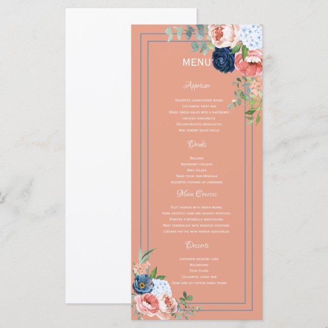 Blå och  Ro Meny (Fram/baksida)