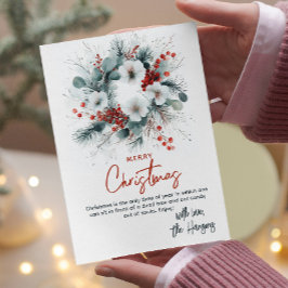 Blå och röd Blommigt Bouquet Anpassningsbar jul Julkort