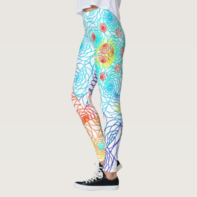 Blå och röd Blommigt Leggings (Vänster)