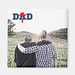Blå och röd design för bästa pappa någonsin magnet