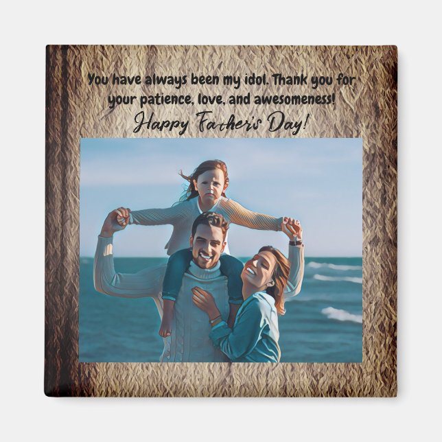 Blå och röd design för bästa pappa någonsin magnet (Framsidan)