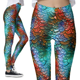 Blå och röd Fantasy Dragon Costume Leggings