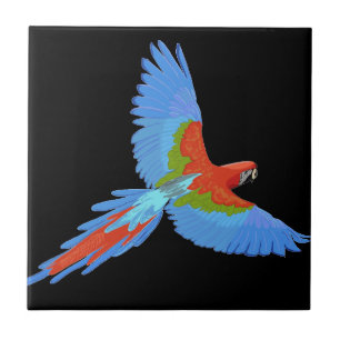 Blå och röd flygande Macaw Kakelplatta