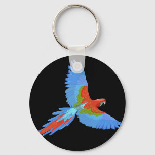 Blå och röd flygande Macaw Nyckelring