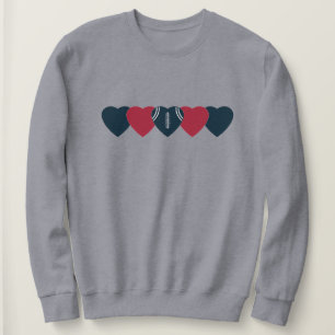 Blå och röd hjärta fotboll mörk t shirt