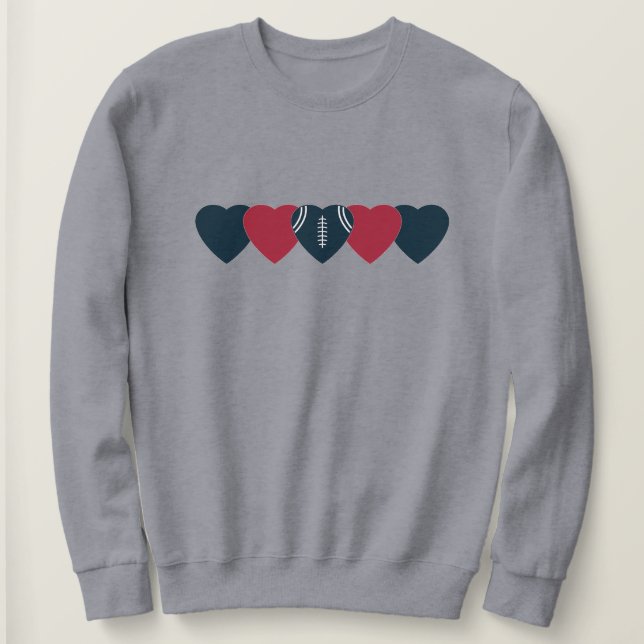 Blå och röd hjärta fotboll mörk t shirt (Design framsida)