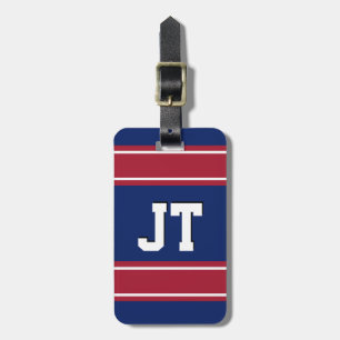 Blå och röd idrott Rand Monogram Bagagebricka