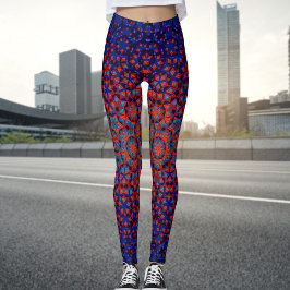 Blå och röd Mönster Leggings