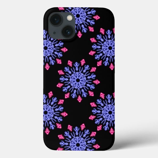 Blå och röd neonblomma Fodral-Mate iphone case (Baksida)