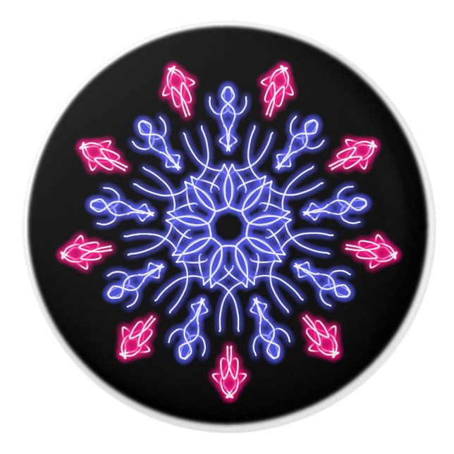 Blå och röd neonblomma knopp (Framsidan)