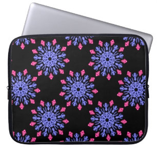 Blå och röd neonblomma laptop sleeve
