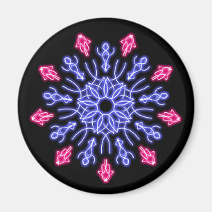 Blå och röd neonblomma magnet