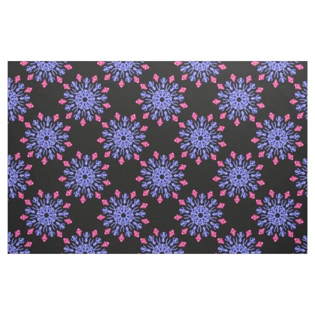 Blå och röd neonblomma tyg (Fat Quarter)