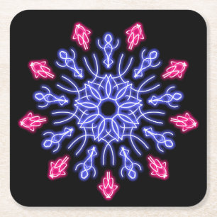 Blå och röd neonblomma underlägg papper kvadrat
