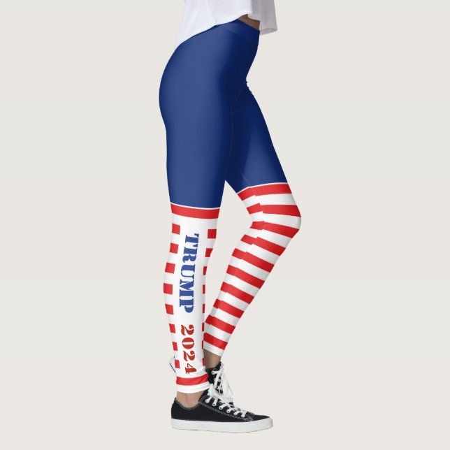 Blå och röd Rand Trump 2024 Leggings (Höger)