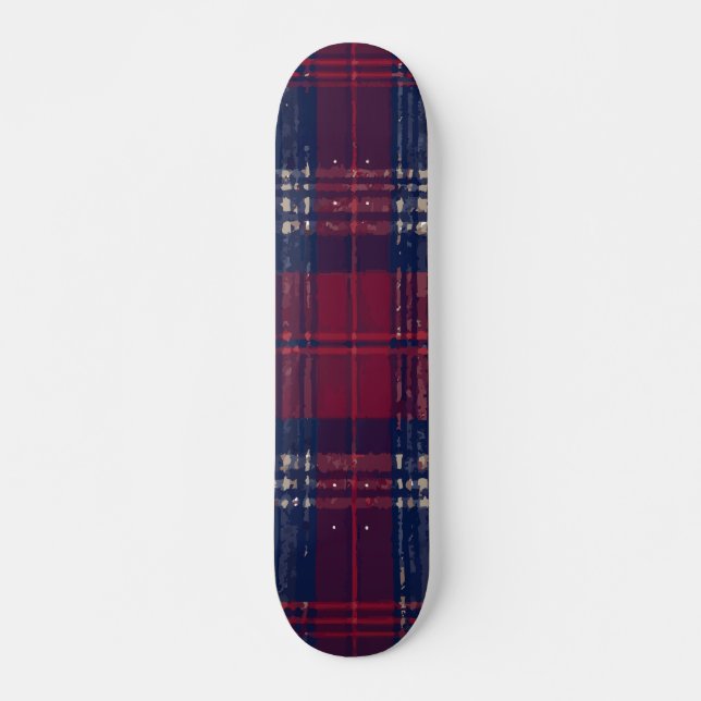 Blå och röd rutig djärv mönsterdesign mini skateboard bräda 18,5 cm (Framsida)