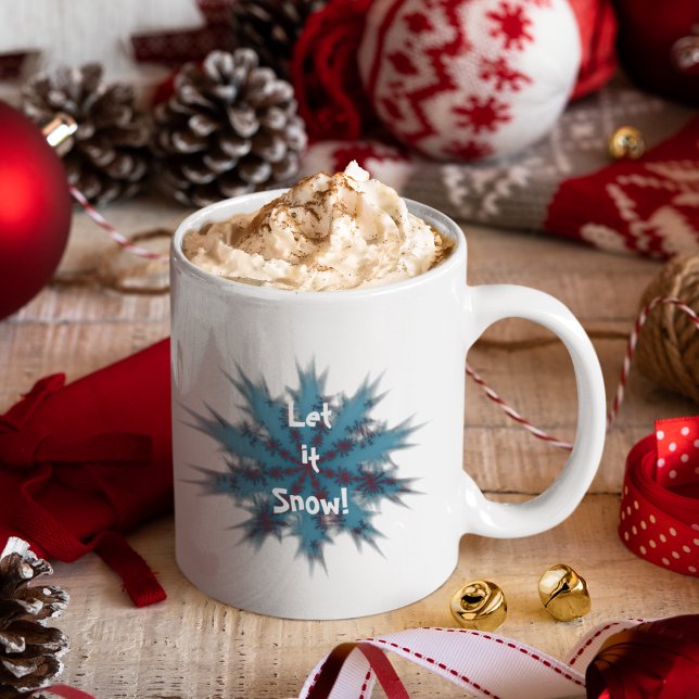 Blå och röd snöflingor Låt det snöa Kaffemugg (Skapare uppladdad)