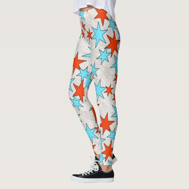 Blå och röd stjärntryck leggings (Vänster)