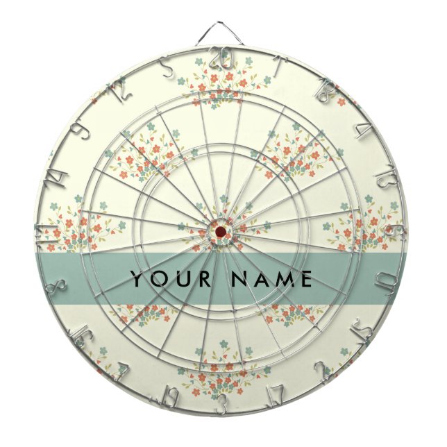 Blå och röda blommor, blå, ditt namn darttavla (Framsidan)