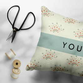 Blå och röda blommor, blå, ditt namn prydnadskudde