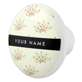 Blå och röda blommor, svart, ditt namn knopp