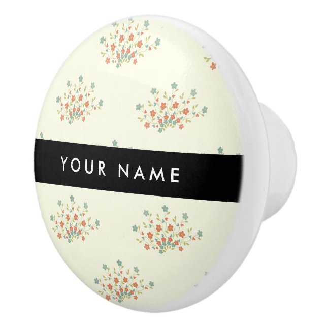 Blå och röda blommor, svart, ditt namn knopp (Höger)