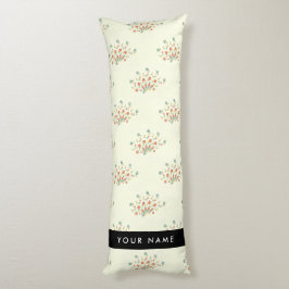 Blå och röda blommor, svart, ditt namn kroppskudde