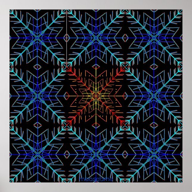 Blå och röda flagor 36 x 36 poster (Framsidan)