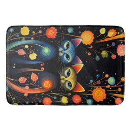 Blå och röda katter badrumsmatta