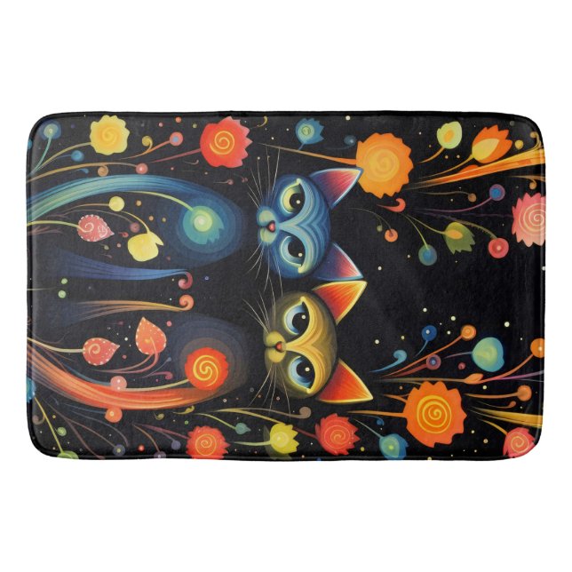 Blå och röda katter badrumsmatta (Framsidan)