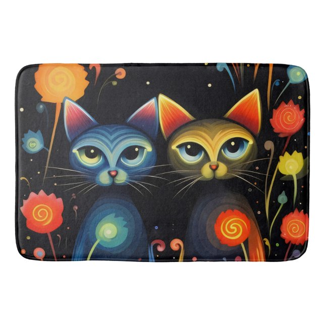 Blå och röda katter badrumsmatta (Framsidan)