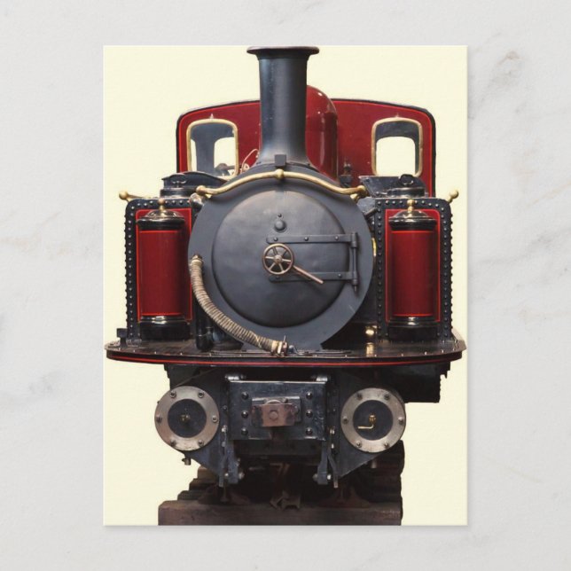 Blå och Röda Tåg Vykort (Framsida)