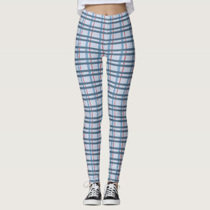 Blå och rödblekt Mönster Leggings