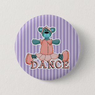 Blå och Rosa Ballerina Dance Bear Knapp