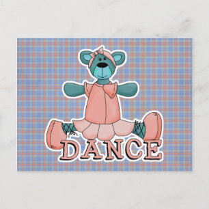 Blå och Rosa Ballerina Dance Bear Vykort